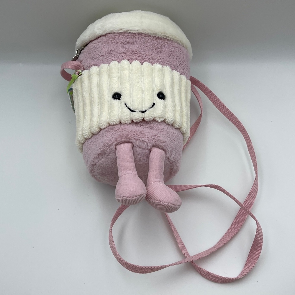 BNWT Jellycat AMUSEABLE PINK COFFEE TO GO BAG Soft Plush Toy RARE UK Exclusive
